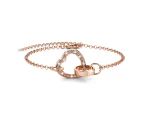 Rose Gold Interlocking Heart and Ring Bracelet Embellished with Swarovski® Crystals