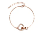 Rose Gold Interlocking Heart and Ring Bracelet Embellished with Swarovski® Crystals