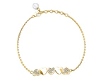 Gold Alternate Upside Down Heart-Shaped Bracelet Embellished with Swarovski crystals