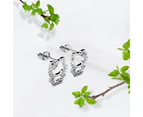 White Gold Cutie Hello Kitty Earrings Embellished with Swarovski crystals