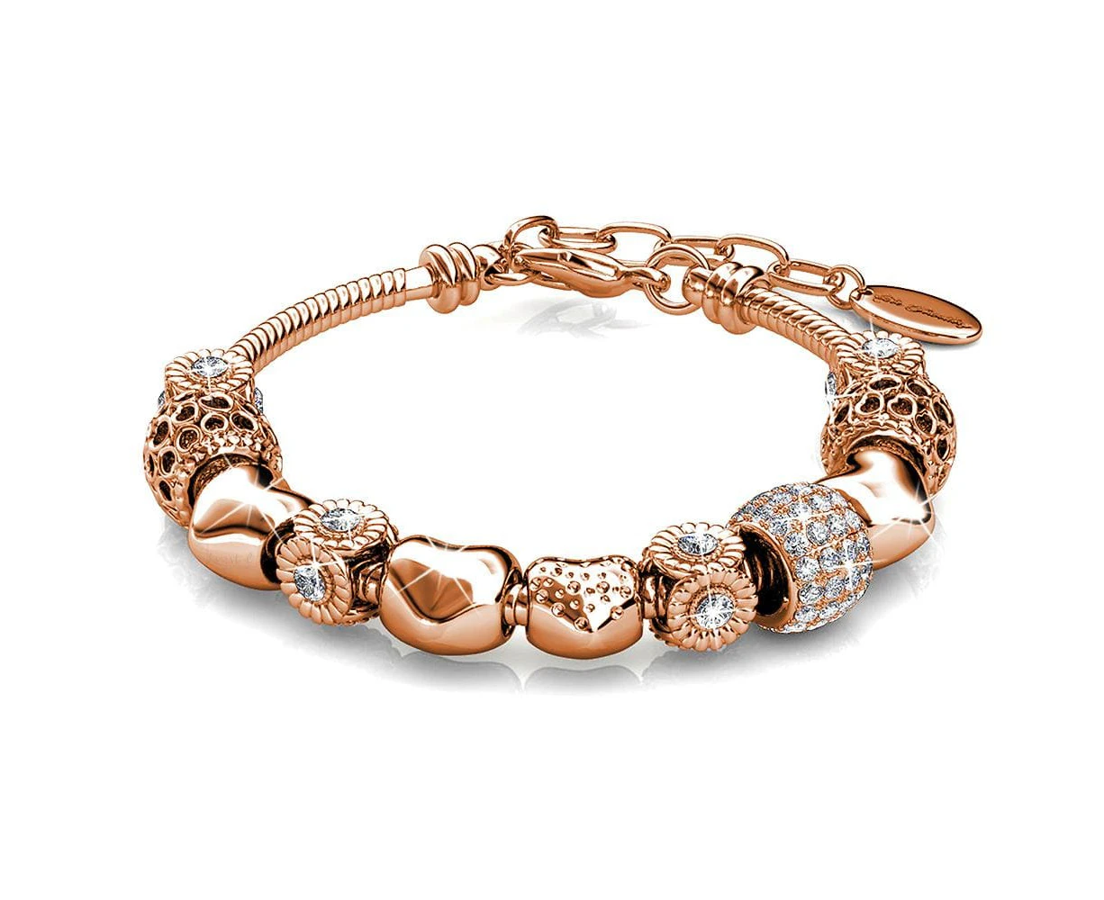 Rose Gold Multi Beaded Bracelet Embellished with Swarovski Crystals