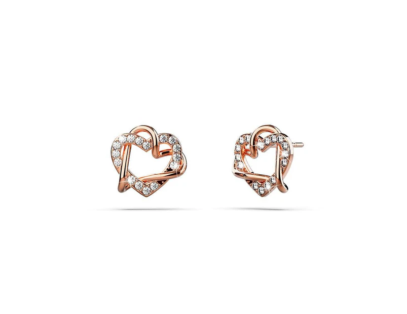 Intertwined Love & Hearts Rose Gold Plated Stud Earrings Embellished with Clear Swarovski crystals