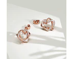 Intertwined Love & Hearts Rose Gold Plated Stud Earrings Embellished with Clear Swarovski crystals