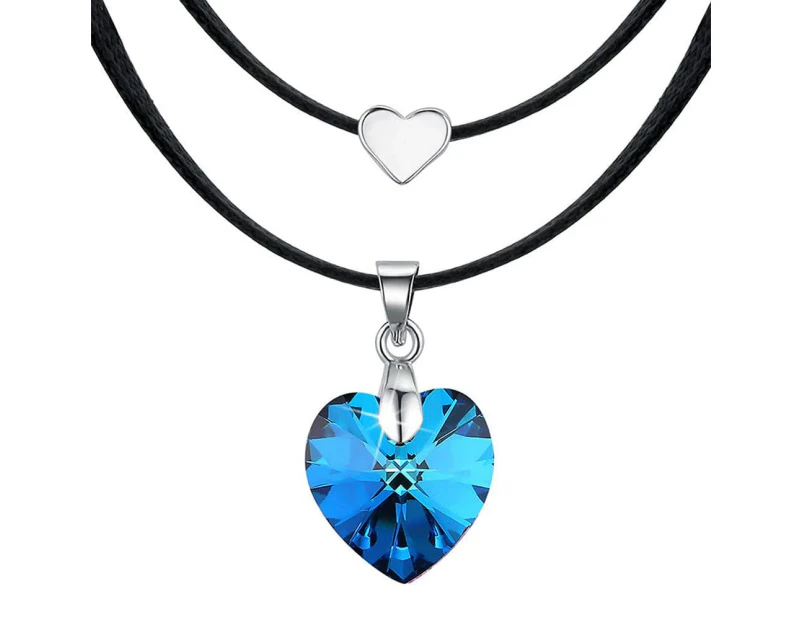 Love To Bermuda Blue Heart Necklace Embellished with Swarovski  crystals