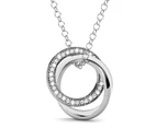 White Gold Triple Interlocking Ring White Pendant Necklace Embellished with Swarovski crystals