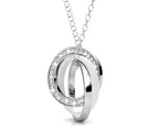 White Gold Triple Interlocking Ring White Pendant Necklace Embellished with Swarovski crystals