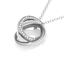 White Gold Triple Interlocking Ring White Pendant Necklace Embellished with Swarovski crystals