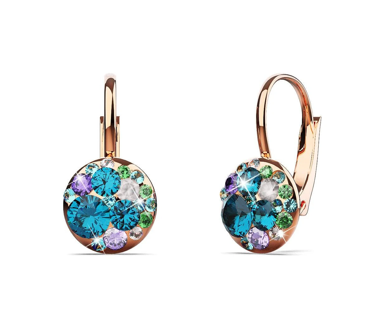 Clustered Austrian Crystals Leverback Earrings