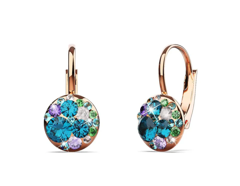 Clustered Austrian Crystals Leverback Earrings