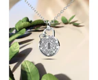 White Gold Pave Set Padlock Necklace Embellished with Swarovski Crystals