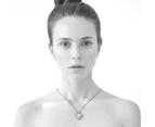 White Gold Triple Interlocking Ring White Pendant Necklace Embellished with Swarovski crystals