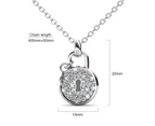 White Gold Pave Set Padlock Necklace Embellished with Swarovski Crystals