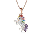 Rose Gold Chain With Rainbow Unicorn Embellished with Swarovski Crystals