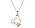 Happy Mickey Periwinkle Teardrop Necklace Embellished with Crystals from Swarovski in Rose Gold