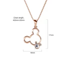 Happy Mickey Periwinkle Teardrop Necklace Embellished with Crystals from Swarovski in Rose Gold