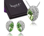 Boxed Avocado Necklace and Earrings Set Embellished with Swarovski crystals