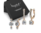 Boxed 2 Pairs of Rose Gold Earrings Set Embellished with Swarovski® Crystals