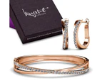 Boxed Lady Bangle And Earrings Set Rose Gold Embellished with Swarovski crystals