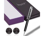 Boxed Pen and Earrings Set Black Embellished with Swarovski crystals