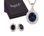 Boxed Gina Sapphire Pendant and Earrings Set Embellished with Swarovski crystals