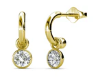 Boxed 2 Pairs of Gold Earrings Set Embellished with Swarovski Crystals