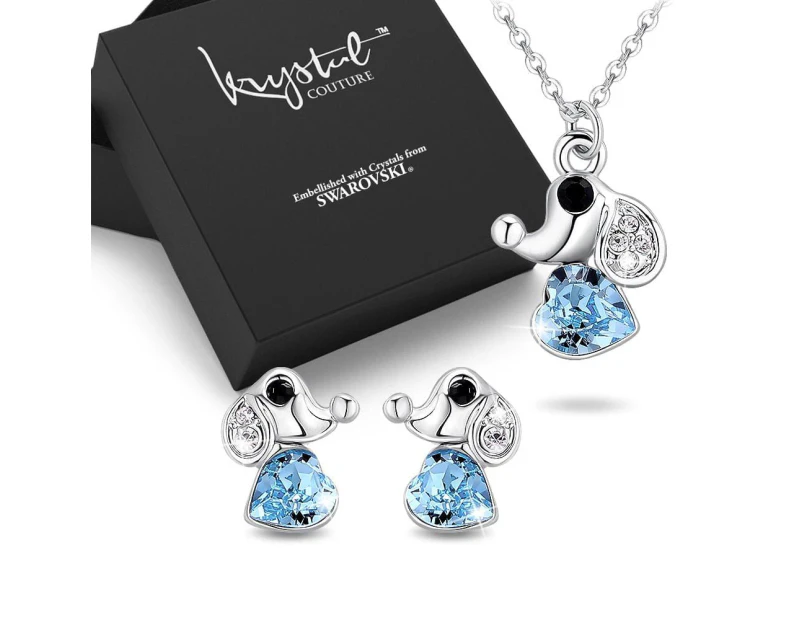 Boxed Cute Elephant Necklace and Earrings Set Embellished with Swarovski Crystals