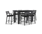 Outdoor Santorini Outdoor Aluminium 1.5M Rectangle Bar Table With 6 Bar Stools - Outdoor Aluminium Dining Settings - Charcoal Aluminium with Denim Grey Cushions