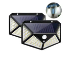 2Pcs 100 LED Solar Power Lights Outdoor PIR Motion Sensor Garden Wall Lamp Waterproof D0987
