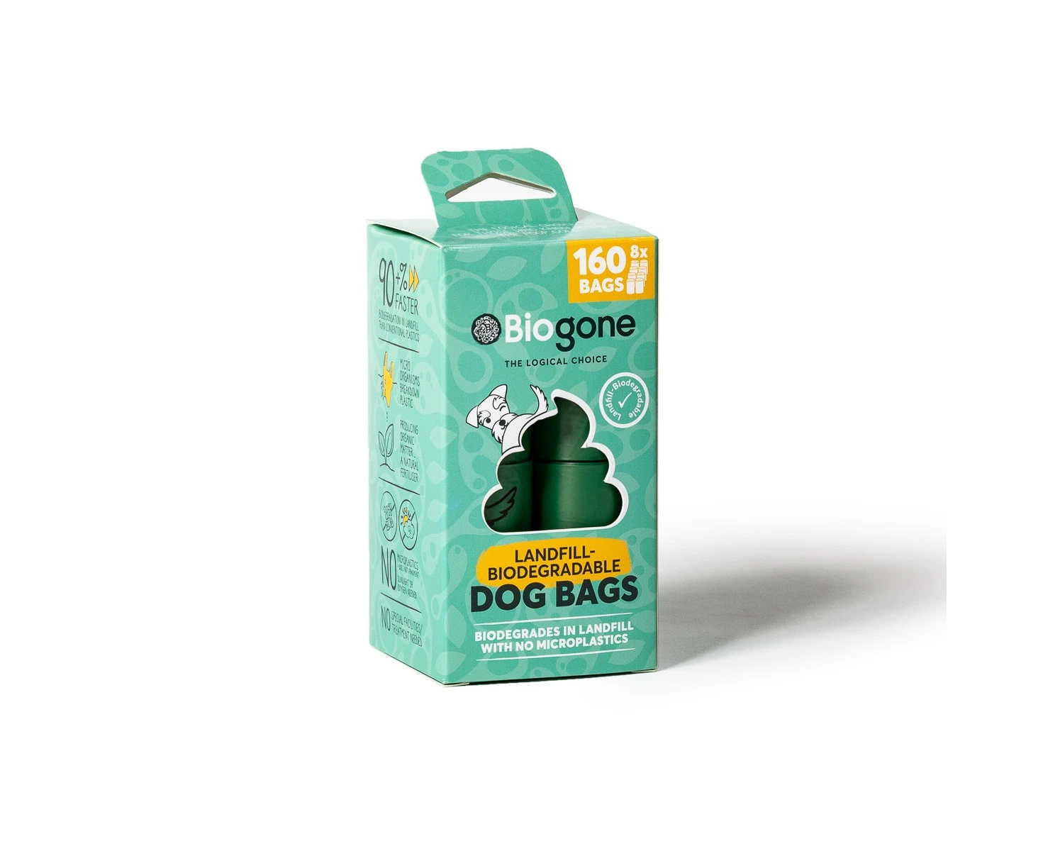 Biogone Biodegradable Dog & Cat Poo Bags - 8 rolls/160 bags