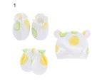 3Pcs/Set Baby Hat Mittens Cartoon Pattern Keep Warmth Breathable Cute Infant Beanie Caps Gloves Foot Covers Baby Supplies- 1