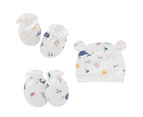 3Pcs/Set Baby Hat Mittens Cartoon Pattern Keep Warmth Breathable Cute Infant Beanie Caps Gloves Foot Covers Baby Supplies- 12