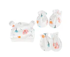 3Pcs/Set Baby Hat Mittens Cartoon Pattern Keep Warmth Breathable Cute Infant Beanie Caps Gloves Foot Covers Baby Supplies- 6