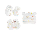 3Pcs/Set Baby Hat Mittens Cartoon Pattern Keep Warmth Breathable Cute Infant Beanie Caps Gloves Foot Covers Baby Supplies- 9