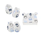 3Pcs/Set Baby Hat Mittens Cartoon Pattern Keep Warmth Breathable Cute Infant Beanie Caps Gloves Foot Covers Baby Supplies- 13