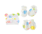 3Pcs/Set Baby Hat Mittens Cartoon Pattern Keep Warmth Breathable Cute Infant Beanie Caps Gloves Foot Covers Baby Supplies- 7