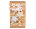 5Pcs/Set Baby Hair Bands Cute Decorative Soft Infant Toddlers Girls Headbands with Flower Decor Daily Wear -Beige