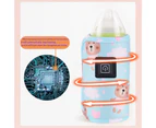 Baby Bottle Warmer 3 Gears Heating Milk Thickened Outdoor Baby Feeding Milk Bottle Thermal Bag for Travel-Green