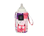 Baby Bottle Warmer Folding Adjustable Cartoon Convenient USB Milk Warm Heat Keeper Household Supplies -Pink