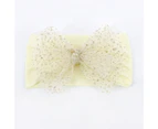Baby Hair Band Attractive Comfortable to Wear Soft-touching Summer Toddlers Girls Bow Headband with Net Yarn Sequins Birthday Gift -Beige