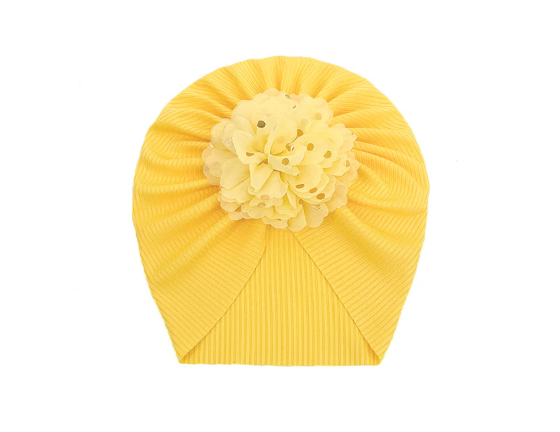 Baby Hat Threaded Bronzing Flower Breathable Newborn Infant Beanie Cap Headwrap Gift for Toddler-Yellow