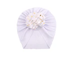 Baby Hat Threaded Bronzing Flower Breathable Newborn Infant Beanie Cap Headwrap Gift for Toddler-White