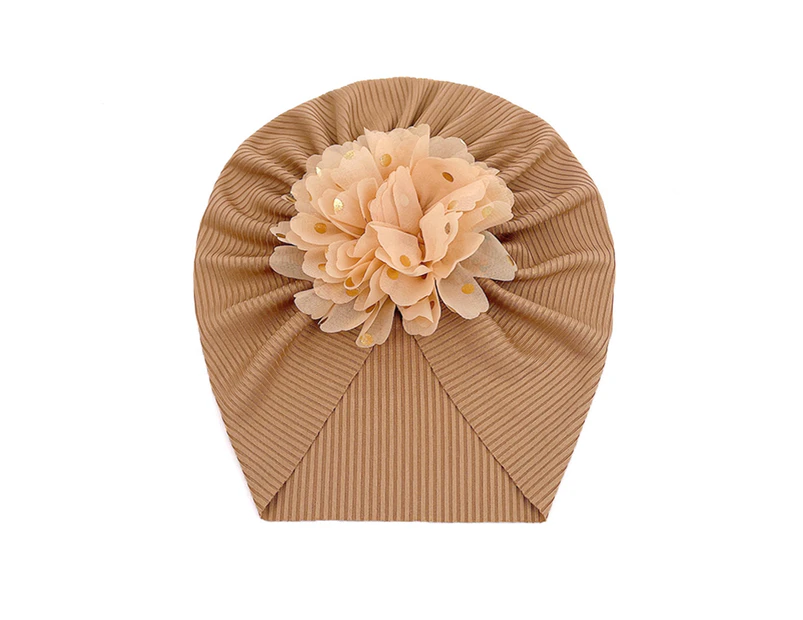 Baby Hat Threaded Bronzing Flower Breathable Newborn Infant Beanie Cap Headwrap Gift for Toddler-Coffee