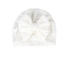 Baby Hat Warm All-match Polyester Cotton Bow Knotted Infant Beanie Cap Headwear Accessories -White