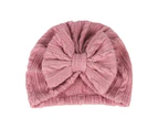 Baby Hat Warm All-match Polyester Cotton Bow Knotted Infant Beanie Cap Headwear Accessories -Light Pink