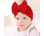 Baby Hat Warm All-match Polyester Cotton Bow Knotted Infant Beanie Cap Headwear Accessories -Red