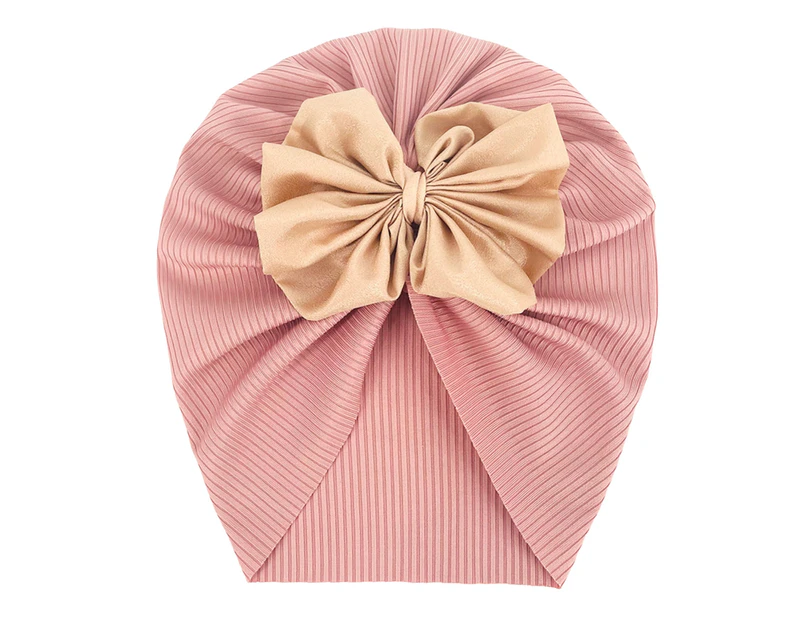 Baby Turban Threaded Bowknot Comfortable to Wear Soft-touching Summer Infant Lovely Kids Beanie Headwear Hat Birthday Gift -Light Pink