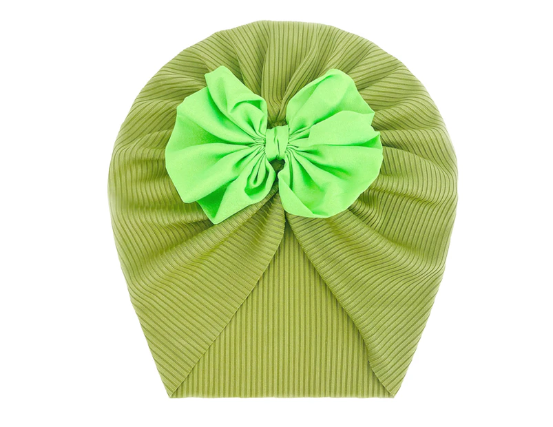 Baby Turban Threaded Bowknot Comfortable to Wear Soft-touching Summer Infant Lovely Kids Beanie Headwear Hat Birthday Gift -Green