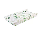 Cradle Sheets Flower Print Removable Blend Fabric Mattress Changing Pad Cover for Bassinet Mattress-Light Green Leave