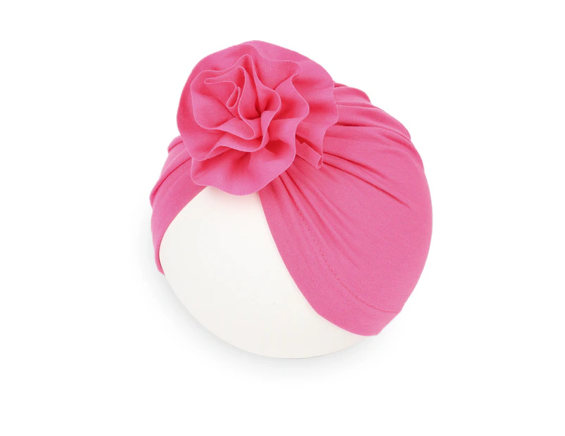 Newborn Hat Soft Stylish Polyester Cotton Big Flower Baby Cap for Little Girl-Rose Red