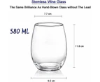 1pc Stemless Wine Glasses  Clear Drinkware Glasses Summer Drinks Glass Wine Glass Shatterproof Glassware Party Glasses Set Dishwasher Safe